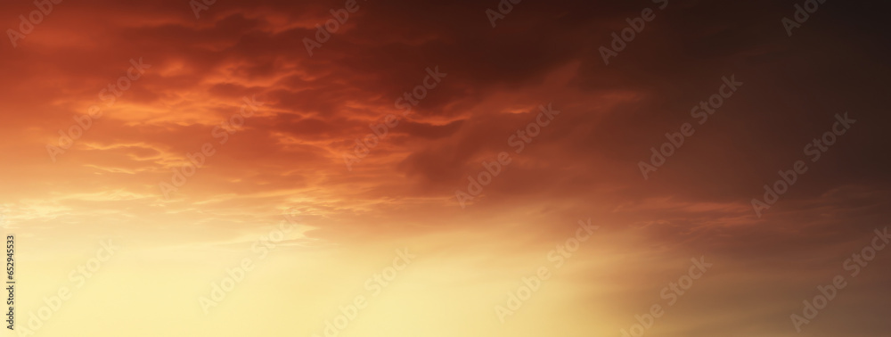 fantasy warm desert sunset sky. Fantasy brown, orange and yellow gradient sunset sky. Sunrise. Sandstorm. 