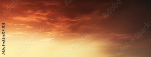 fantasy warm desert sunset sky. Fantasy brown, orange and yellow gradient sunset sky. Sunrise. Sandstorm. © ana