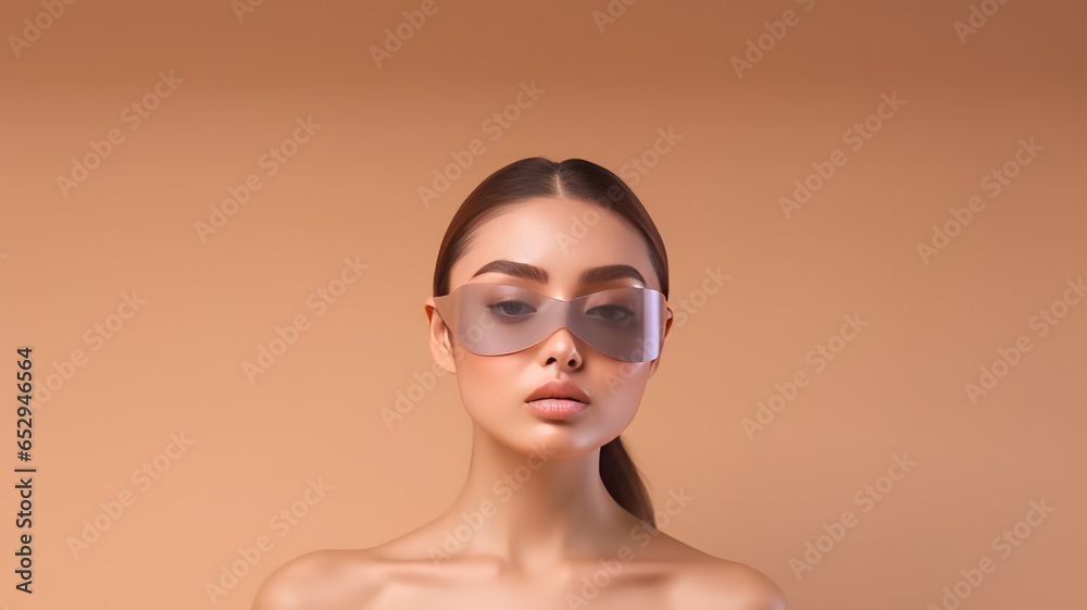 High fashion of perfect slim body beautiful face young elegant woman in latex dress on isolated.generative ai High fashion of perfect slim body beautiful face young elegant woman in latex dress on isolated.generative ai