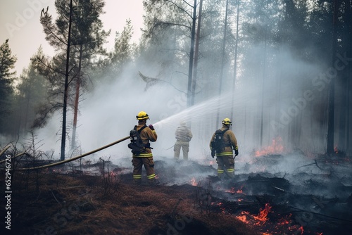 firefighters fighting a forest fire.