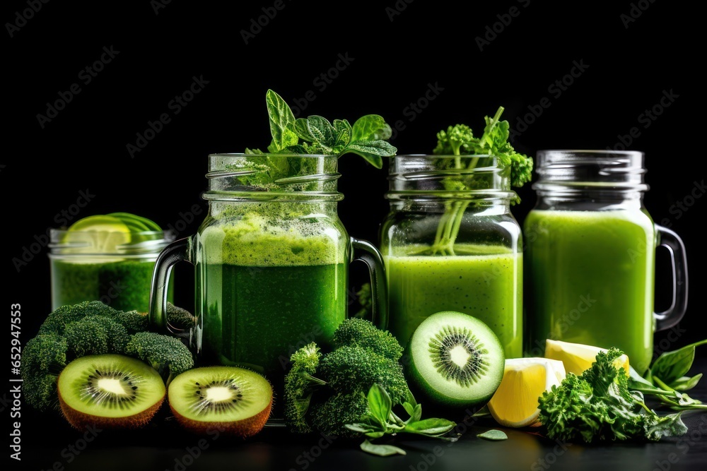 A collection of refreshing green smoothies made with kiwis, lemons, and broccoli. Perfect for a healthy and revitalizing drink. Ideal for health and wellness content, recipe books, and nutrition blogs A collection of refreshing green smoothies made with kiwis, lemons, and broccoli. Perfect for a healthy and revitalizing drink. Ideal for health and wellness content, recipe books, and nutrition blogs