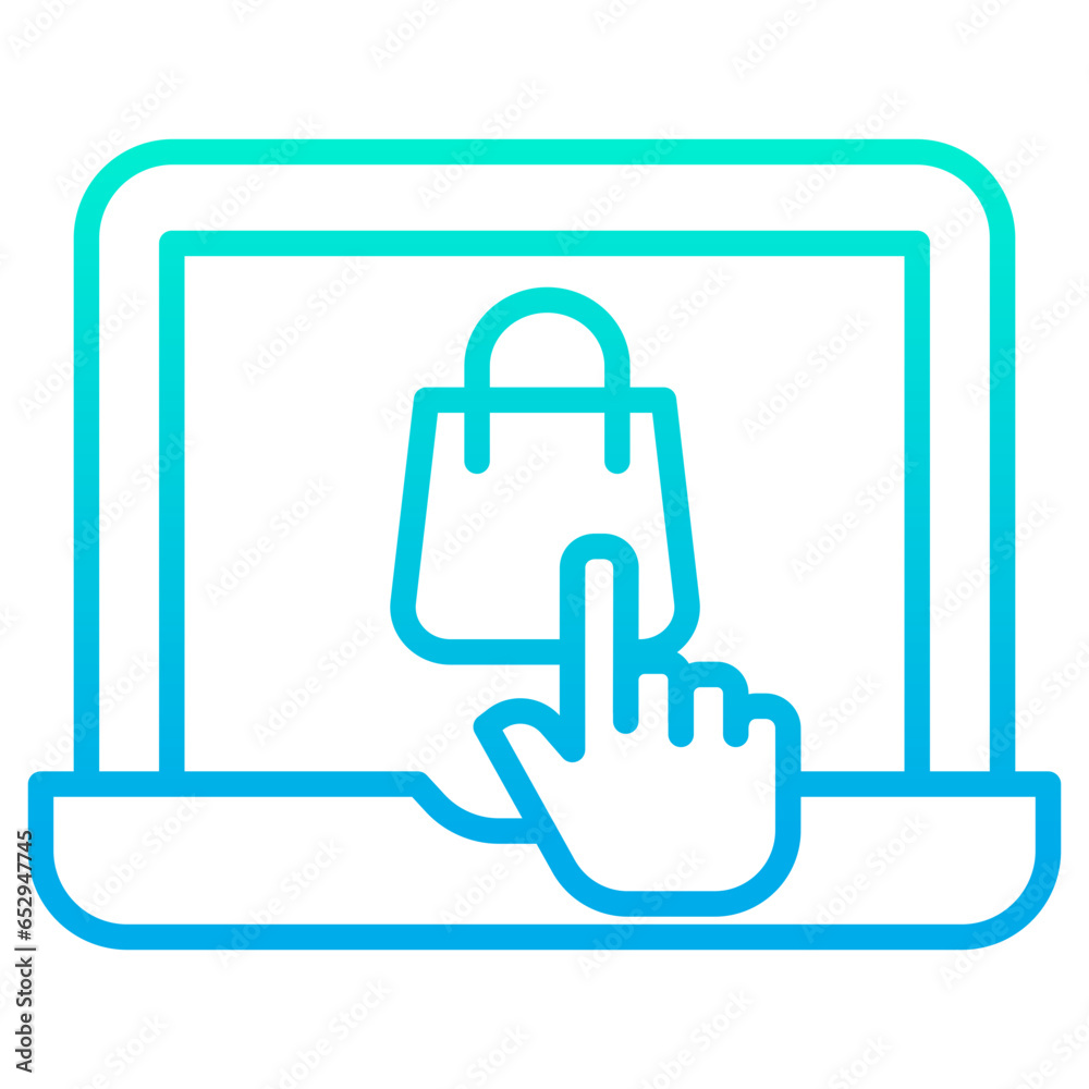Outline gradient Laptop shopping bag icon Outline gradient Laptop shopping bag icon