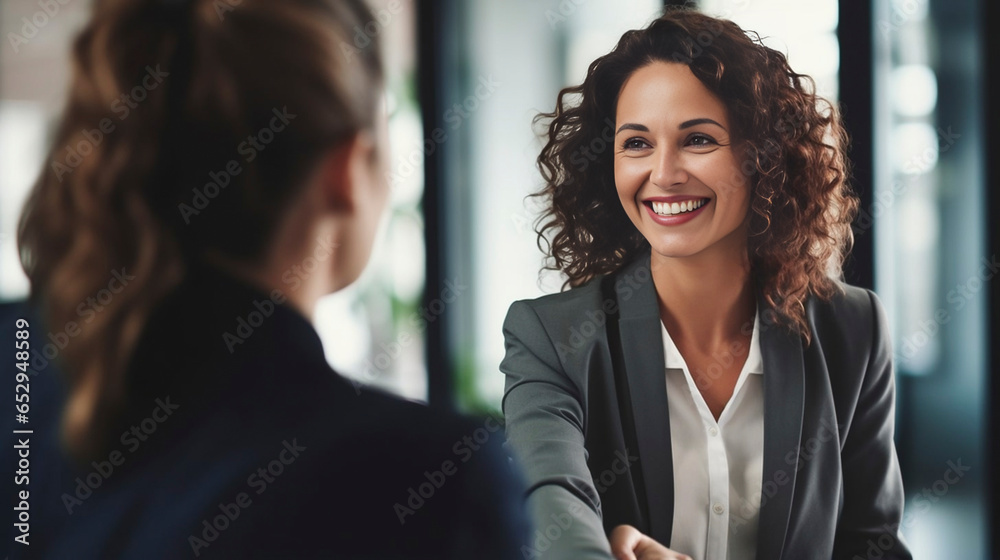 copy space, stockphoto, Happy mid aged business woman manager handshaking at office meeting. Smiling female hr hiring recruit at job interview, bank or insurance agent, lawyer making contract deal wit copy space, stockphoto, Happy mid aged business woman manager handshaking at office meeting. Smiling female hr hiring recruit at job interview, bank or insurance agent, lawyer making contract deal wit