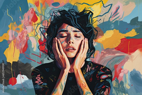 Conceptual illustration for depression, anxiety and mental health issues - AI Generated