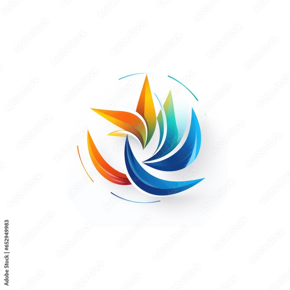 Circle water logo, wind sphere plant leaves, wings flame sun abstract infinity, Generative Ai Circle water logo, wind sphere plant leaves, wings flame sun abstract infinity, Generative Ai