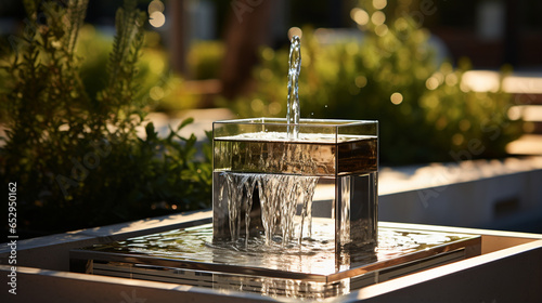 Hydration Oasis: An Elkay water fountain, sleek and modern, stands ready to quench any thirst. Its polished surface gleams with an inviting allure. Set against transparency, it bec