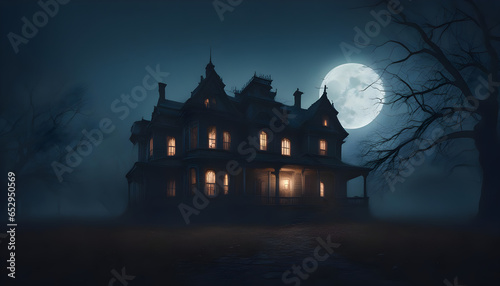 An eerie haunted house under the moonlight ai generation © Ebad