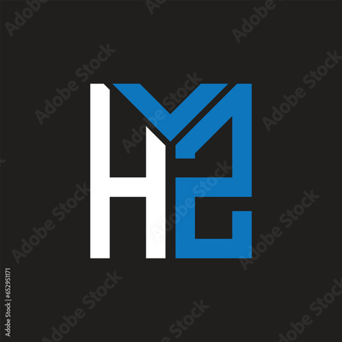 HZ letter logo design on black background. HZ creative initials letter logo concept. HZ letter design.
 photo