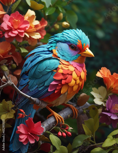 Blue and macaw bird. AI generated.