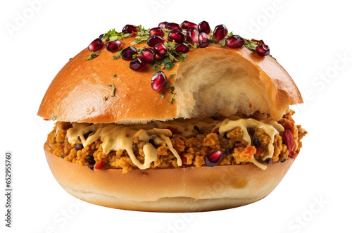 Indian food Kutchi dabeli on transparent background. Generative AI. photo