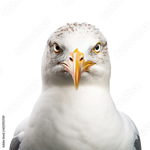 Seagull face shot on transparent background