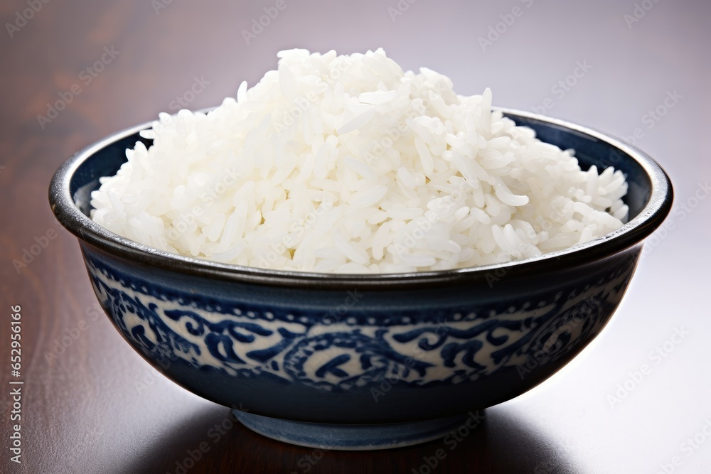 This close-up shot showcases a bowl of cooked rice on a wooden table.
Generative AI This close-up shot showcases a bowl of cooked rice on a wooden table.
Generative AI