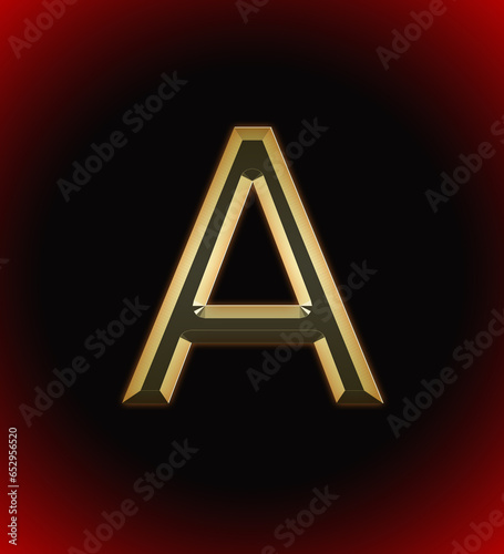 Golden and shining Alphabet(letter) A and name of individual (boy or Girl) with start of alphabet A, black and red beautiful background photo