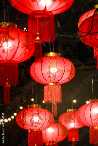 red lanterns in chinese temple