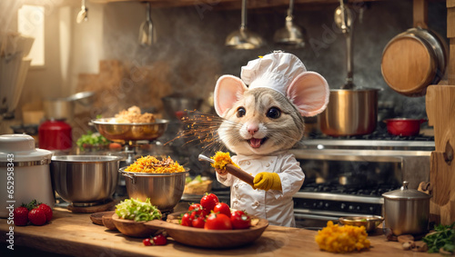 Cute cartoon mouse in the kitchen © tanya78