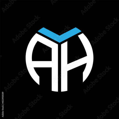 AH letter logo design on black background. AH creative initials letter logo concept. AH letter design.
 photo