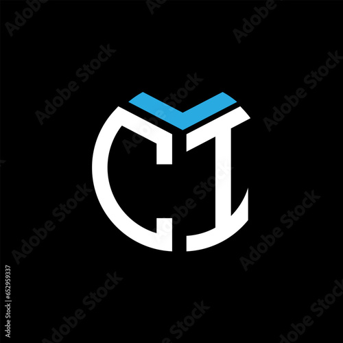 CI letter logo design on black background. CI creative initials letter logo concept. CI letter design.
 photo