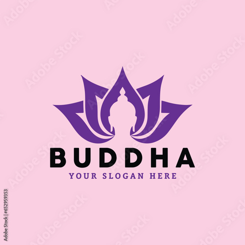 lotus buddha logo design vector