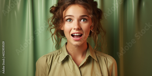 funny portrait expression of a frustrated woman at a bad hair day