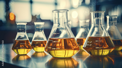 Oil dropping, Chemical reagent mixing, Laboratory and science experiments, Formulating the chemical for medical research, Quality control of petroleum industry products concept. photo