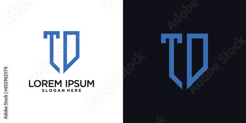 Monogram logo design initial letter t combined with shield element and creative concept