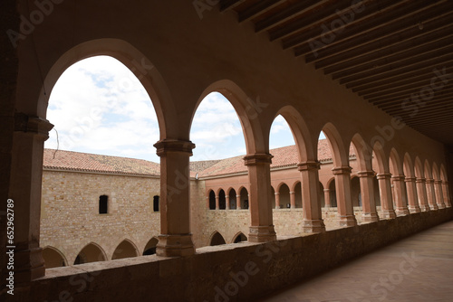 View of the sky through arches, Mora de Rubielos, Spain photo