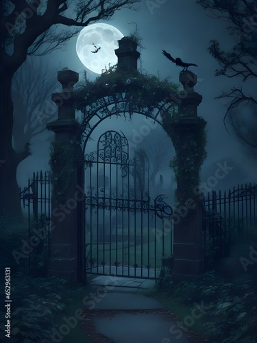 halloween night graveyard