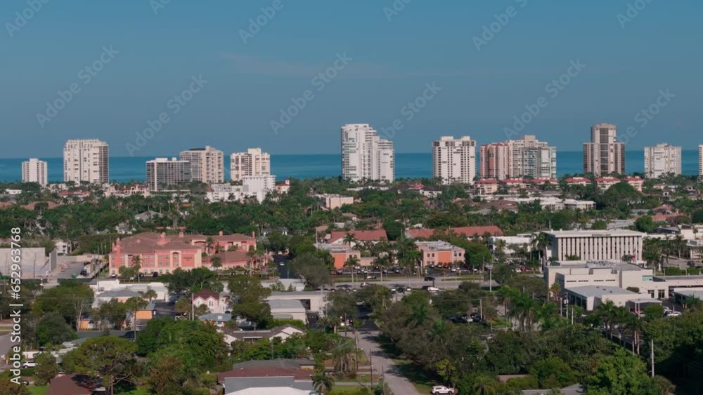 Aerial Done zoom shot. suburb in Naples. Florida neighborhoods. real estate shot Aerial Done zoom shot. suburb in Naples. Florida neighborhoods. real estate shot