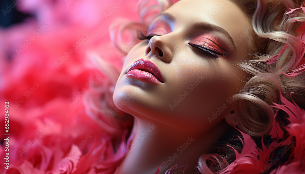 Beautiful fashion model with blonde hair exudes elegance and sensuality generated by AI Beautiful fashion model with blonde hair exudes elegance and sensuality generated by AI