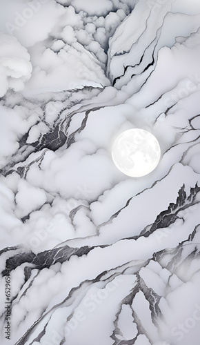 Snowy mountain and moon generative ai 