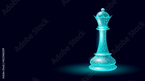 3D chess king silhouette drawing. Polygonal play strategy game graphic object element business concept. Future design vector illustration