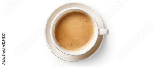 Isolated coffee cup top view on white background with clipping path