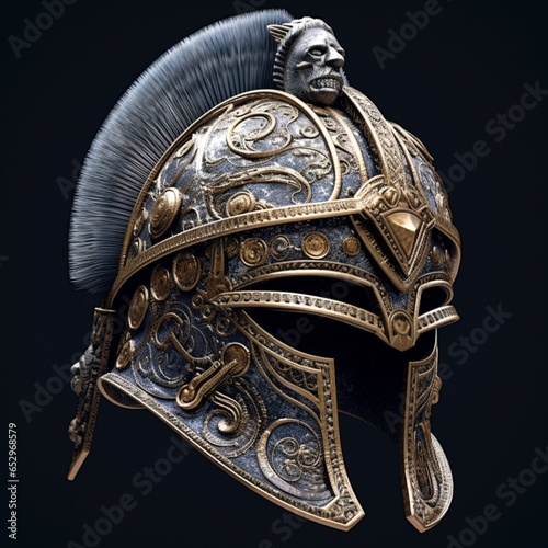 Ancient greek spartan armor war hero helmet pictures AI Generated art