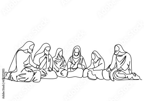 Wise men one line drawing vector illustration.