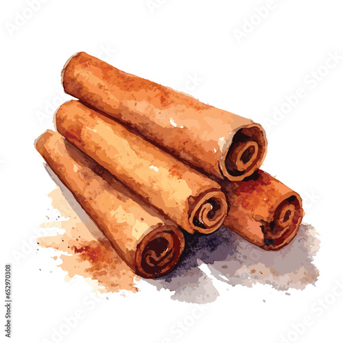 Watercolor Cinnamon stick illustration isolated on white