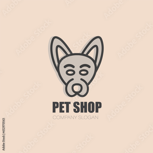 Dog pet Shop logo with line art concept design illustration. pet shop, pet clinic, pet care logo