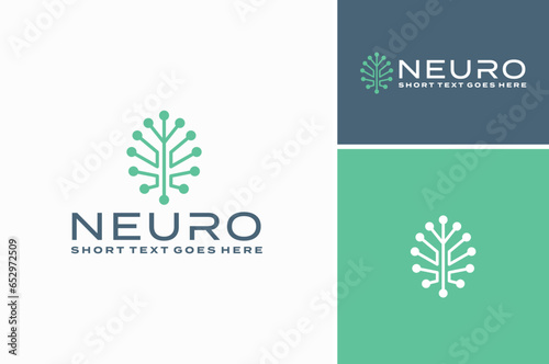 Futuristic modern human brain digital link dots structure for Neurology intelligence innovation science tech knowledge logo design