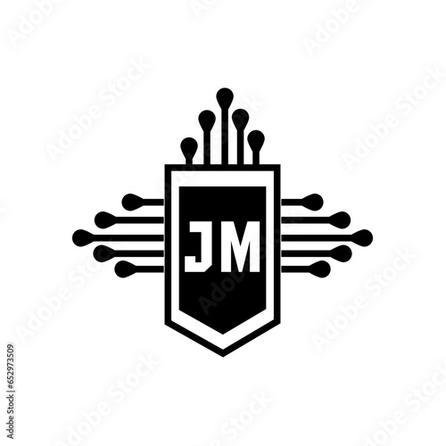 JM letter logo design on white background. JM creative initials letter logo concept. JM letter design.
 photo