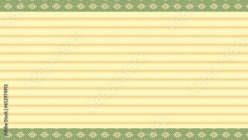 Canvas Print Japanese tatami mat with green floral designed edge