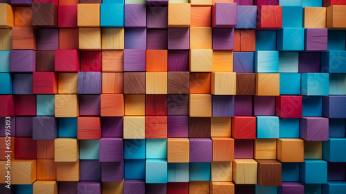 colorful cubes background  in the style of carved wood blocks