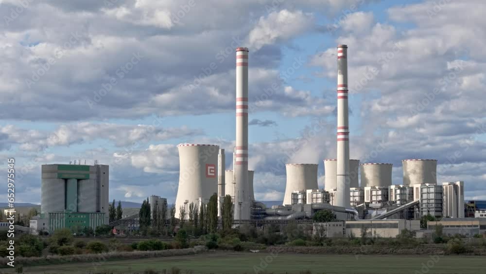 aerial view of coal fired power station and Combined cycle power plant , Pocerady, Czech republic aerial view of coal fired power station and Combined cycle power plant , Pocerady, Czech republic