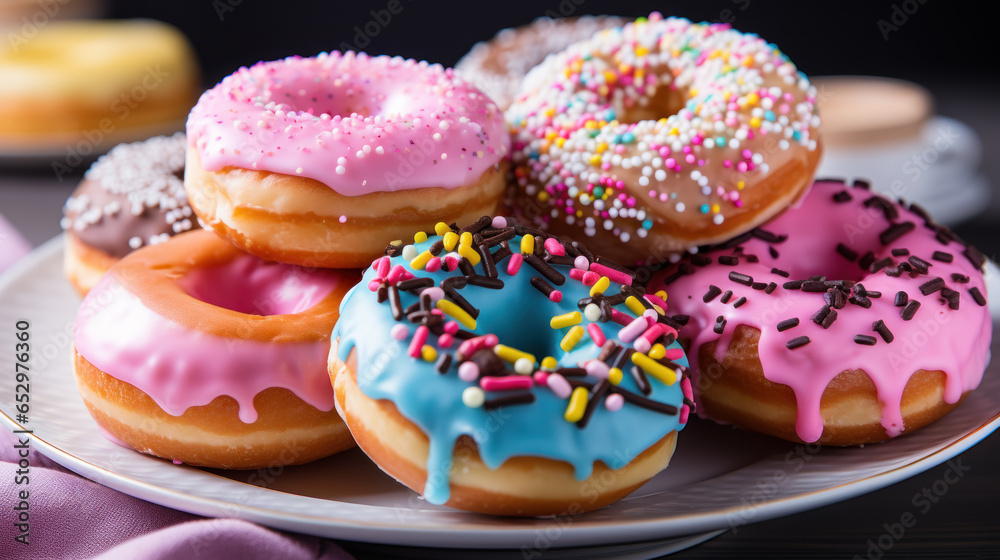 Multicolored donut with different sprinkles Multicolored donut with different sprinkles