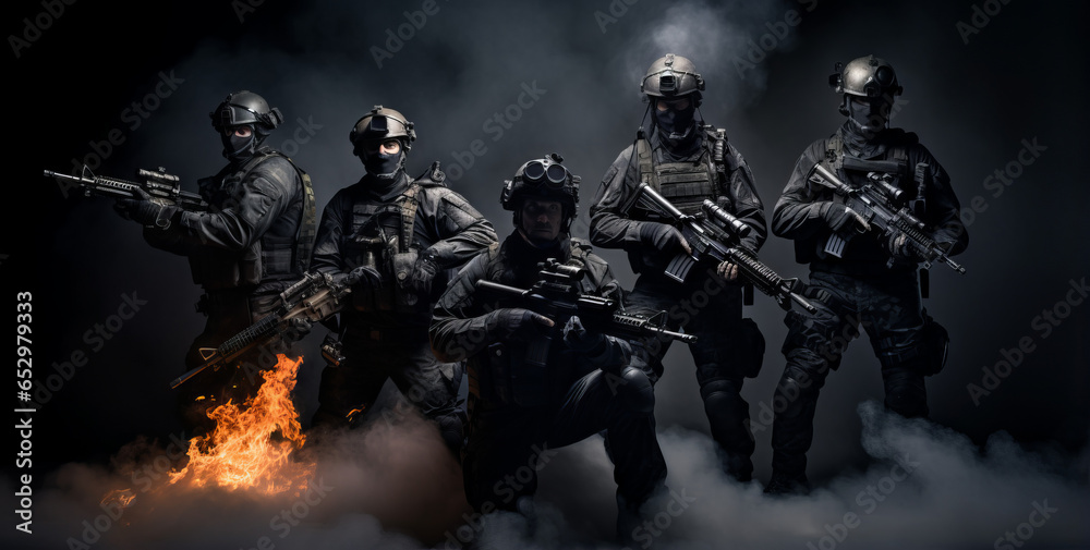 Modern army special forces soldier police, swat team member - obrazy, fototapety, plakaty 