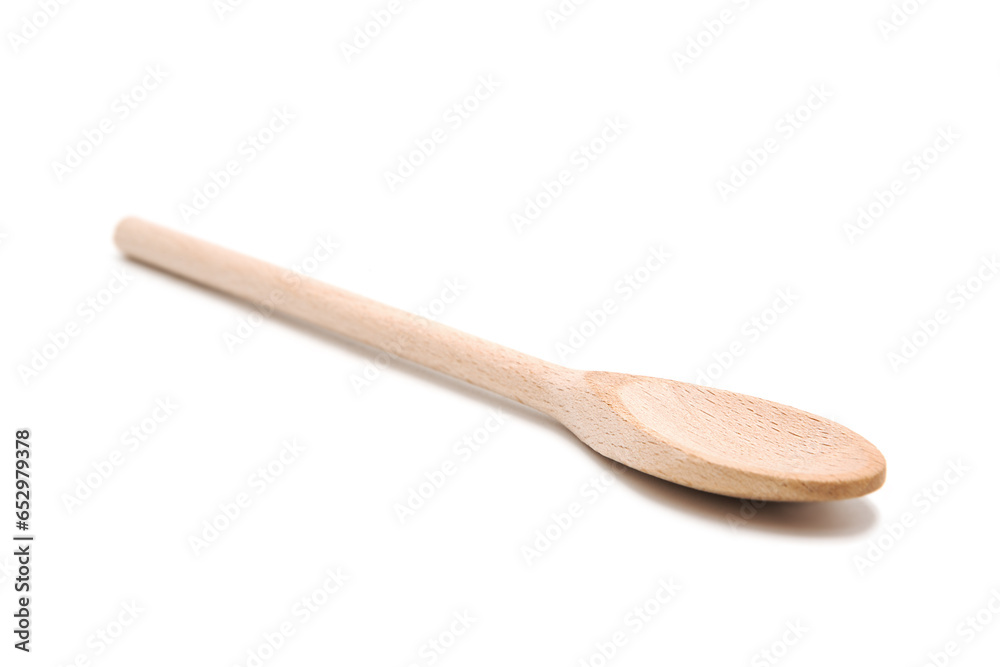 Wooden spoon isolated on white background.