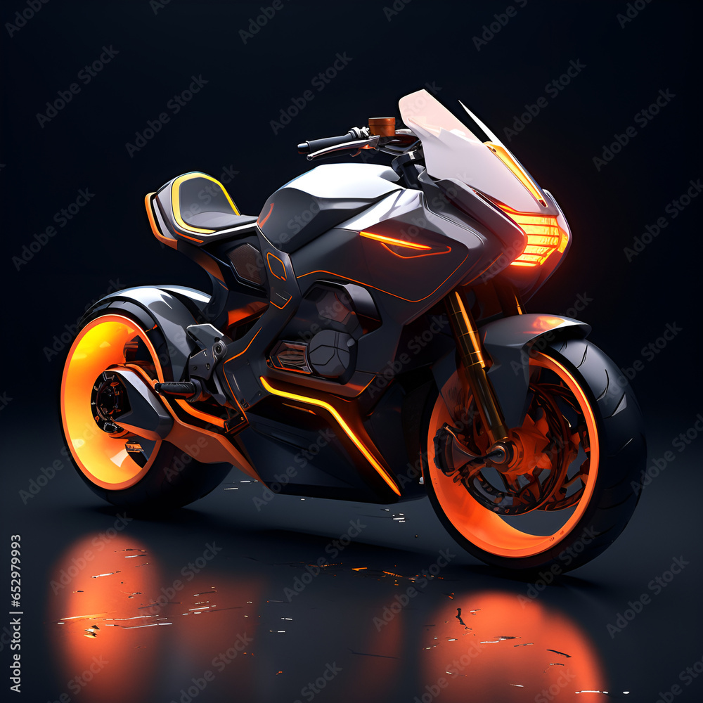 Illustration of a cool, modern motorcycle. Generative AI