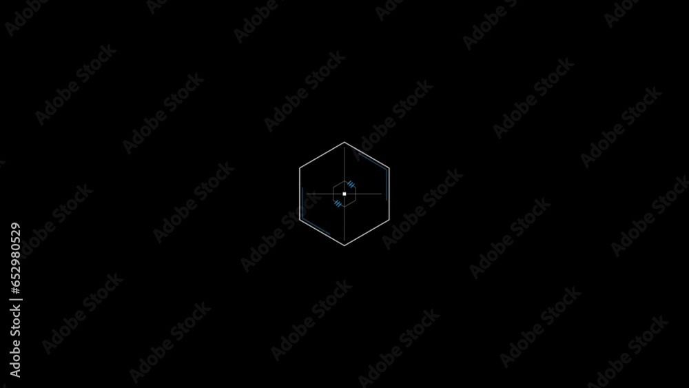 Hexagon HUD Element Animation with Black PNG Background