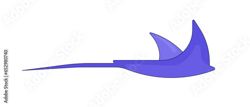 Swimming ray fish 2D linear cartoon character. Underwater stingray. Floating marine animal isolated line vector animal white background. Sting ray exotic fish flying color flat spot illustration