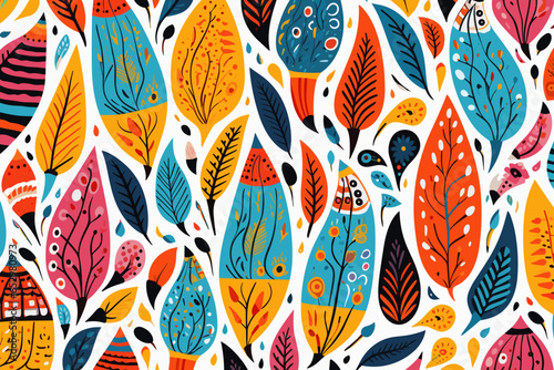 turkish quirky doodle pattern, wallpaper, background, cartoon, vector, whimsical Illustration photo