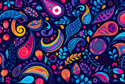 turkish quirky doodle pattern, wallpaper, background, cartoon, vector, whimsical Illustration