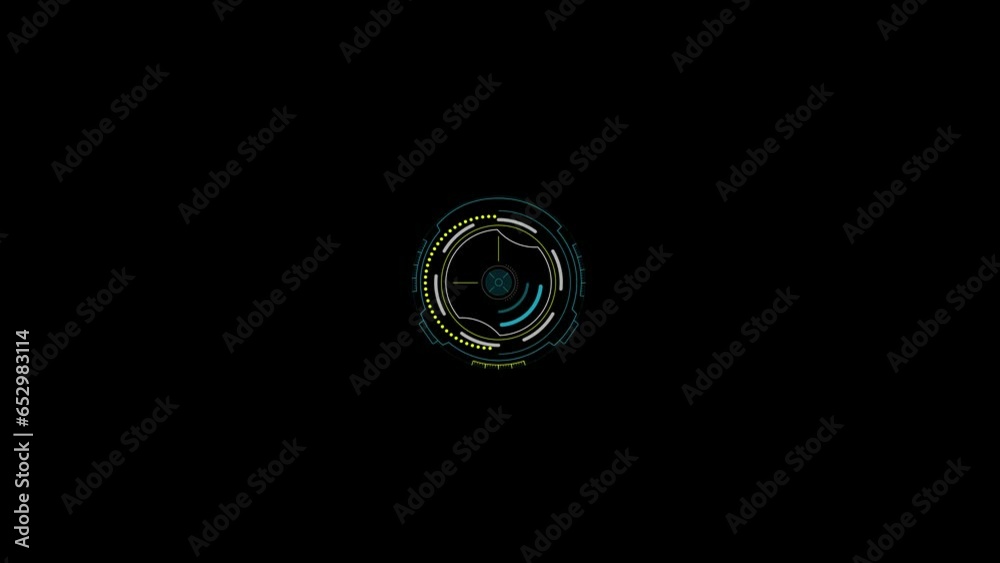 White HUD Circle User interface on isolated black background. Target searching scope and scanning element theme. Digital UI and Sci-fi circular. 4K motion graphic footage video White HUD Circle User interface on isolated black background. Target searching scope and scanning element theme. Digital UI and Sci-fi circular. 4K motion graphic footage video